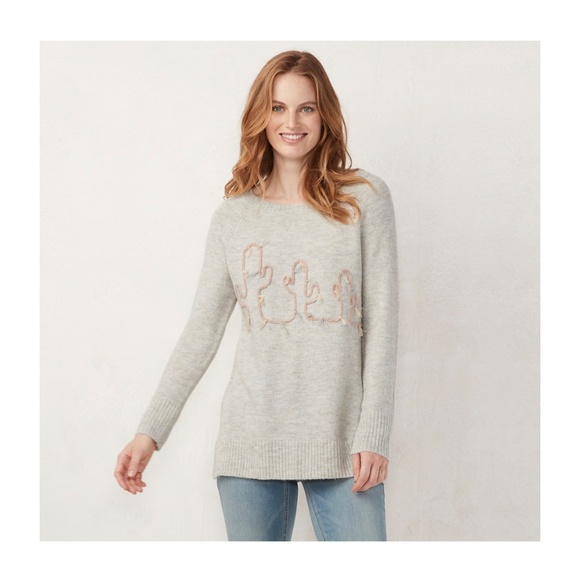 NWT LC Lauren Conrad Sweater - Cacti Gray - Picture 1 of 1